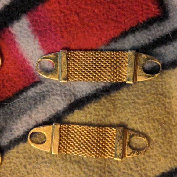Gold Mesh Mid Century Cufflinks Gold Tone Men's Jewelry 1960s 1970s - Picture 8 of 9